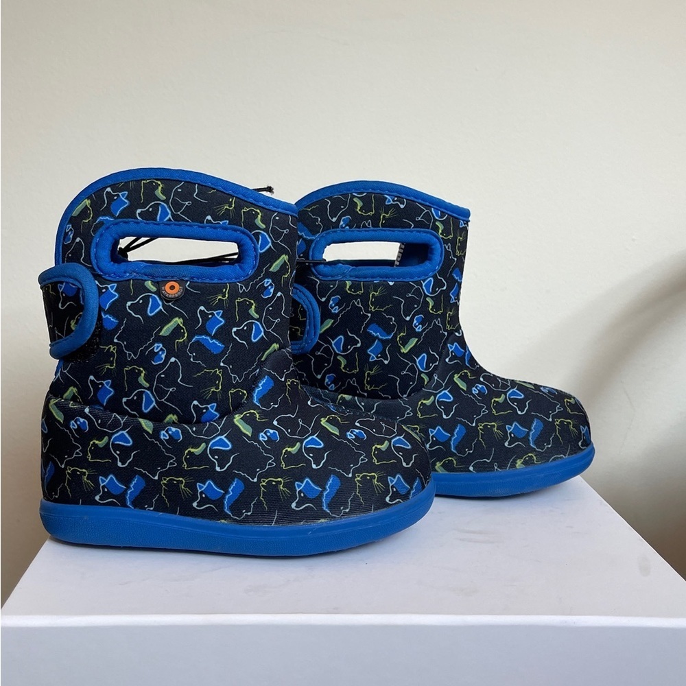 Bogs Baby Bogs Pets Kid's Toddler Baby Boots, Black Blue Multi, Infant Size 8